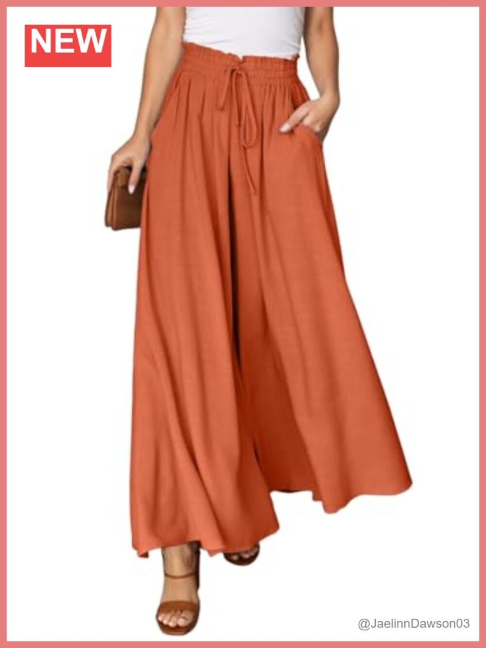 Wide Leg Pants for Women Elastic High Waist Drawstring Loose Fit Casual Palazzo